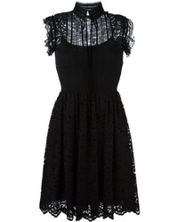 schwarzes ausgestelltes Kleid aus Spitze von Blugirl