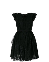 schwarzes ausgestelltes Kleid aus Spitze von MSGM
