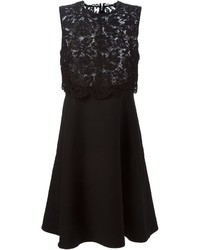 schwarzes ausgestelltes Kleid aus Spitze von Valentino