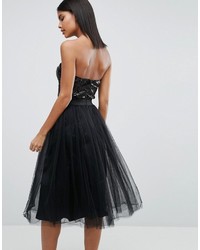 schwarzes ausgestelltes Kleid aus Tüll von Rare