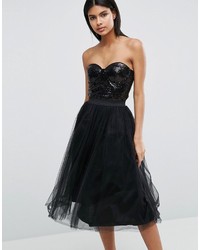 schwarzes ausgestelltes Kleid aus Tüll von Rare