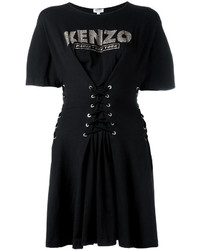 schwarzes ausgestelltes Kleid von Kenzo