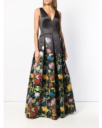 schwarzes Ballkleid mit Blumenmuster von Alice + Olivia