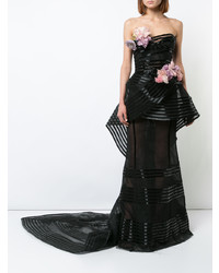 schwarzes Ballkleid mit Blumenmuster von Marchesa