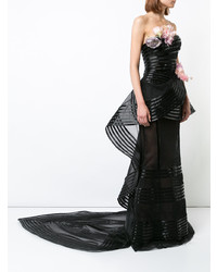 schwarzes Ballkleid mit Blumenmuster von Marchesa