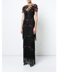 schwarzes Ballkleid mit Blumenmuster von Marchesa Notte