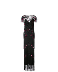 schwarzes Ballkleid mit Blumenmuster von Marchesa Notte