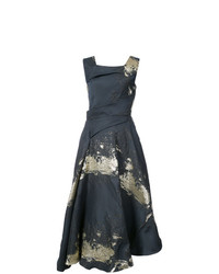 schwarzes bedrucktes ausgestelltes Kleid von Rubin Singer