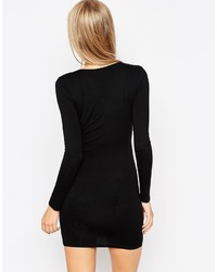 schwarzes bedrucktes figurbetontes Kleid von Asos