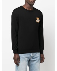 schwarzes bedrucktes Fleece-Sweatshirt von Moschino