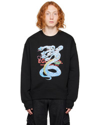 schwarzes bedrucktes Fleece-Sweatshirt von EGONlab