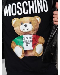 schwarzes bedrucktes Fleece-Sweatshirt von Moschino