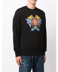 schwarzes bedrucktes Fleece-Sweatshirt von VERSACE JEANS COUTURE