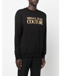 schwarzes bedrucktes Fleece-Sweatshirt von VERSACE JEANS COUTURE