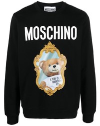 schwarzes bedrucktes Fleece-Sweatshirt von Moschino