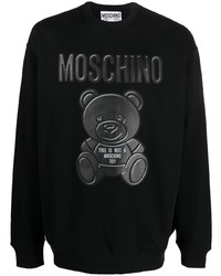 schwarzes bedrucktes Fleece-Sweatshirt von Moschino