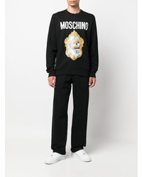 schwarzes bedrucktes Fleece-Sweatshirt von Moschino