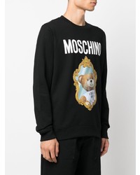 schwarzes bedrucktes Fleece-Sweatshirt von Moschino