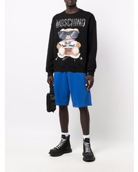 schwarzes bedrucktes Fleece-Sweatshirt von Moschino