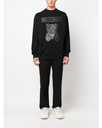 schwarzes bedrucktes Fleece-Sweatshirt von Moschino