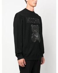 schwarzes bedrucktes Fleece-Sweatshirt von Moschino