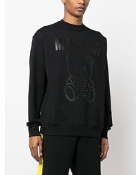 schwarzes bedrucktes Fleece-Sweatshirt von Moschino