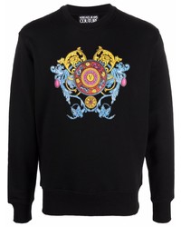 schwarzes bedrucktes Fleece-Sweatshirt von VERSACE JEANS COUTURE