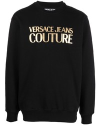 schwarzes bedrucktes Fleece-Sweatshirt von VERSACE JEANS COUTURE