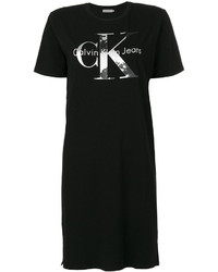 schwarzes bedrucktes Freizeitkleid von CK Calvin Klein