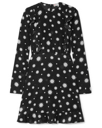 schwarzes bedrucktes gerade geschnittenes Kleid aus Seide von REDVALENTINO