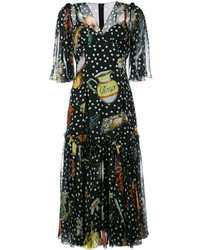 schwarzes bedrucktes gerade geschnittenes Kleid von Dolce & Gabbana
