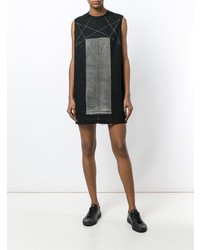 schwarzes bedrucktes gerade geschnittenes Kleid von Rick Owens DRKSHDW