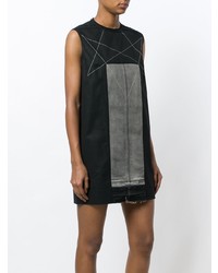 schwarzes bedrucktes gerade geschnittenes Kleid von Rick Owens DRKSHDW