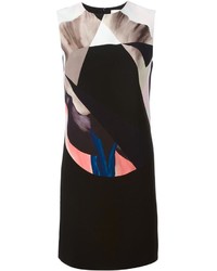 schwarzes bedrucktes gerade geschnittenes Kleid von Victoria Beckham