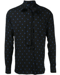 schwarzes bedrucktes Hemd von Saint Laurent