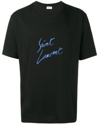 schwarzes bedrucktes Hemd von Saint Laurent