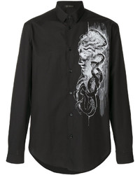 schwarzes bedrucktes Hemd von Versace