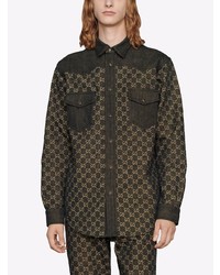 schwarzes bedrucktes Jeanshemd von Gucci
