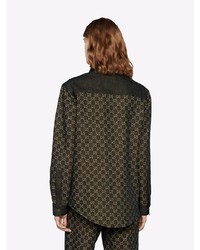 schwarzes bedrucktes Jeanshemd von Gucci