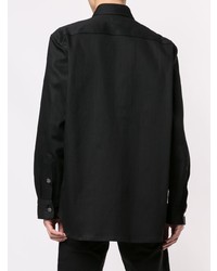 schwarzes bedrucktes Jeanshemd von Raf Simons