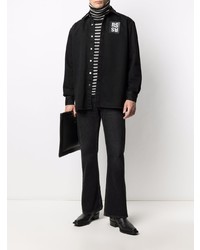 schwarzes bedrucktes Jeanshemd von Raf Simons