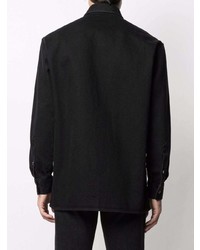 schwarzes bedrucktes Jeanshemd von Raf Simons