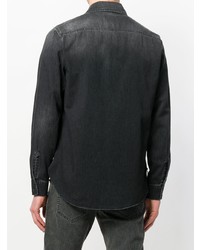 schwarzes bedrucktes Jeanshemd von Saint Laurent