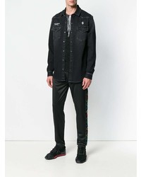 schwarzes bedrucktes Jeanshemd von Marcelo Burlon County of Milan