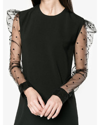 schwarzes bedrucktes Kleid aus Netzstoff von Saint Laurent