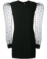 schwarzes bedrucktes Kleid aus Netzstoff von Saint Laurent