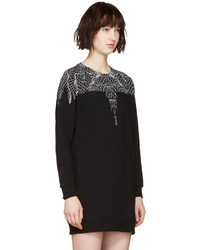 schwarzes bedrucktes Kleid von Marcelo Burlon County of Milan