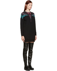 schwarzes bedrucktes Kleid von Marcelo Burlon County of Milan