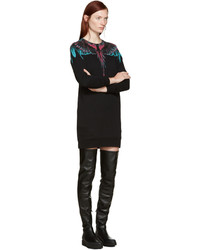 schwarzes bedrucktes Kleid von Marcelo Burlon County of Milan