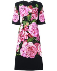 schwarzes bedrucktes Kleid von Dolce & Gabbana
